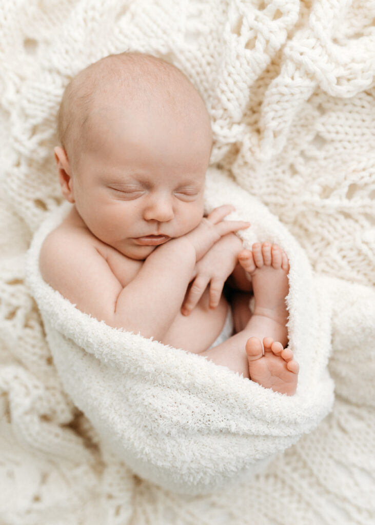 baby all wrapped up in Alpharetta newborn photos