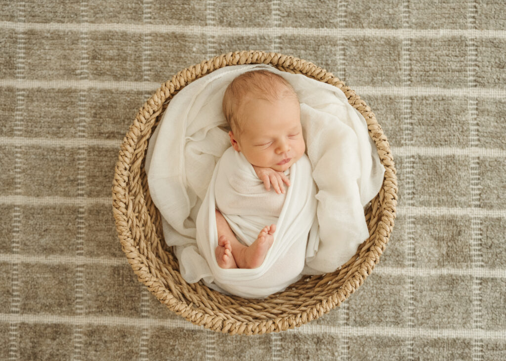 newborn baby in basket